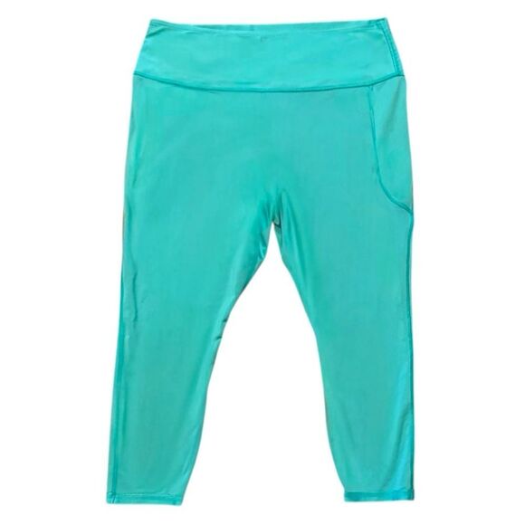 Under Armour UA Teal/Green HeatGear High No-Slip Waistband Ankle Leggings 2X - Picture 4 of 11